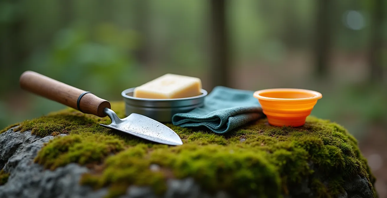 Matériel d'hygiène écologique pour le bivouac en nature