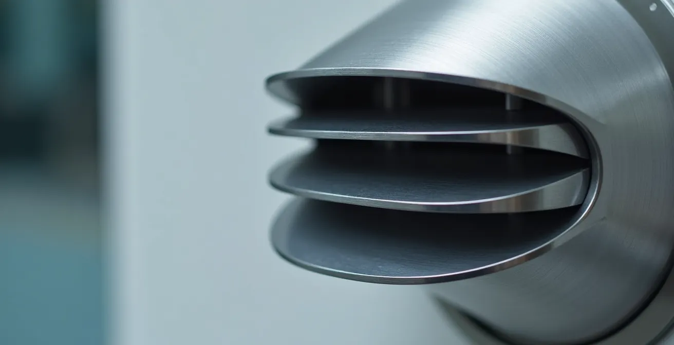 Gros plan sur un terminal de ventouse design avec déflecteurs anti-salissures